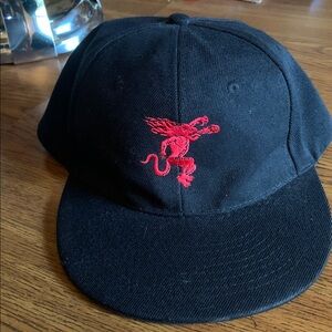 Fireball Whisky Slideback Hat Black One Size Adjustable Strap EUC